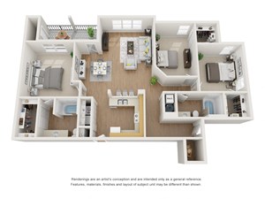 Threeflower Floor Plan at Maple Knoll Apartments, Indiana, 46074